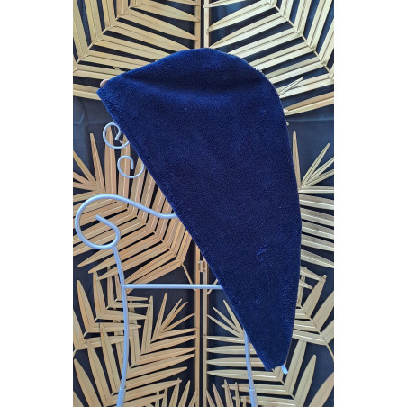 serviette cheveux bleue marine